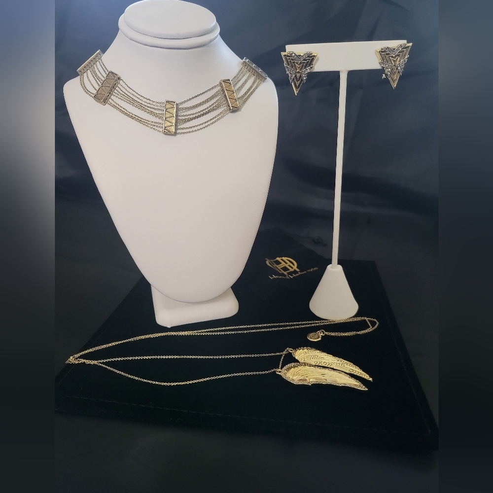 House of Harlow 1960 Angel Wing Necklace, Choker Necklace, Earrings